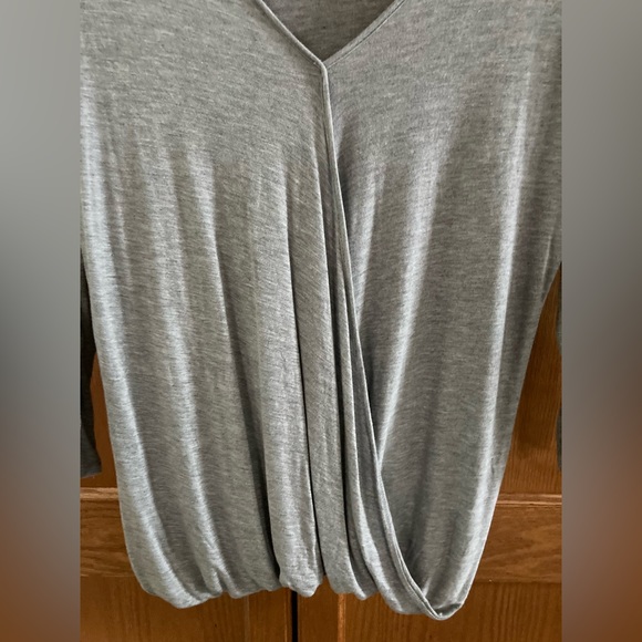 COPY - Paper & Tea Long sleeve faux wrap T-shirt V-neck 3/4 sleeve Drape front … - Picture 2 of 7